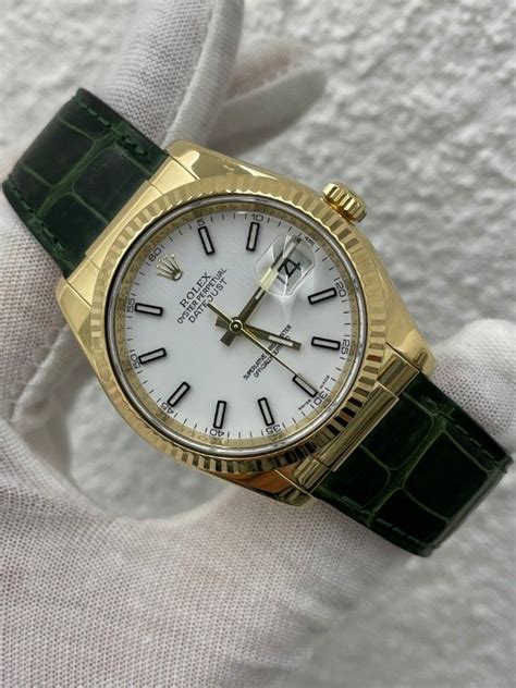 rolex cinturino pelle verde|Orologio Rolex 1908 in oro giallo 18 ct .